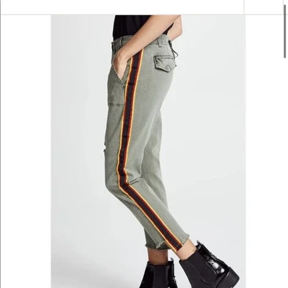 PAM AND GELA UNIFORM SIDE STRIPE STEP HEM ARMY PANT   GREEN SIZE 25 - Picture 14 of 15